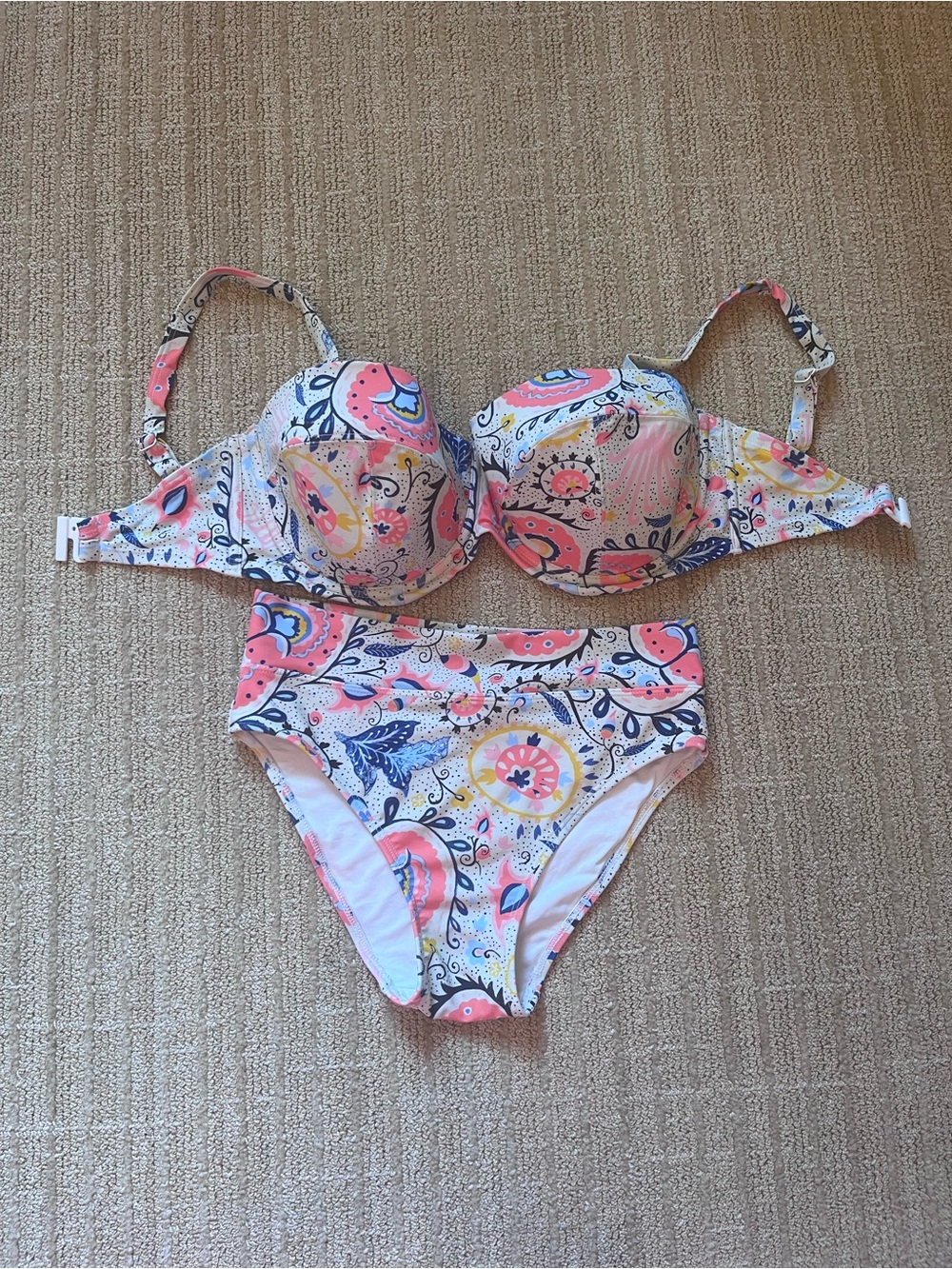 Lilly and Lime 30H bikini set small band large cup white print strapless option